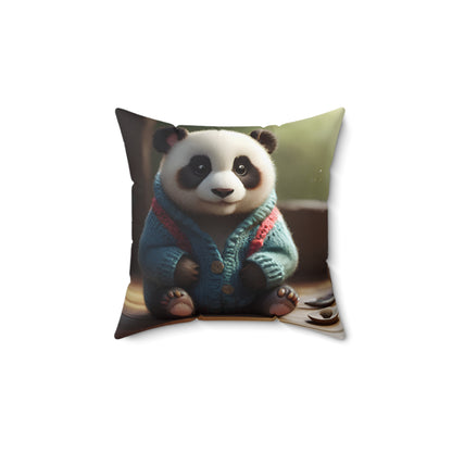 Cute Panda Winter Edition Square Pillow